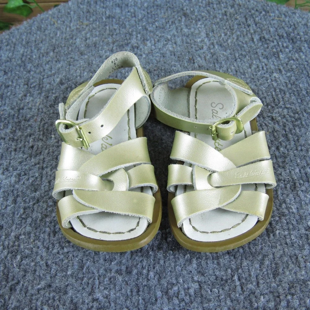 Salt Water Girls Gladiator Size T‎ 5 Medium Shoes Gold Leather Buckle
